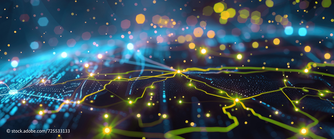 Ein Netz spinnt sich über eine künstlich erzeugte Fläche. Ein Netz spinnt sich über eine künstlich erzeugte Fläche.