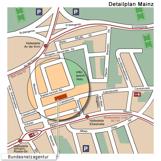 detailierter Plan zum Sitz in Mainz