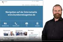 Die Navigation auf dem Internetauftritt der Bundesnetzagentur wird per Gebärdensprache erklärt